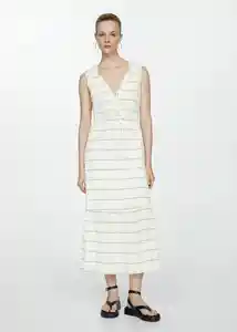 Vestido Morgali Off White Talla 18 Mujer Mango