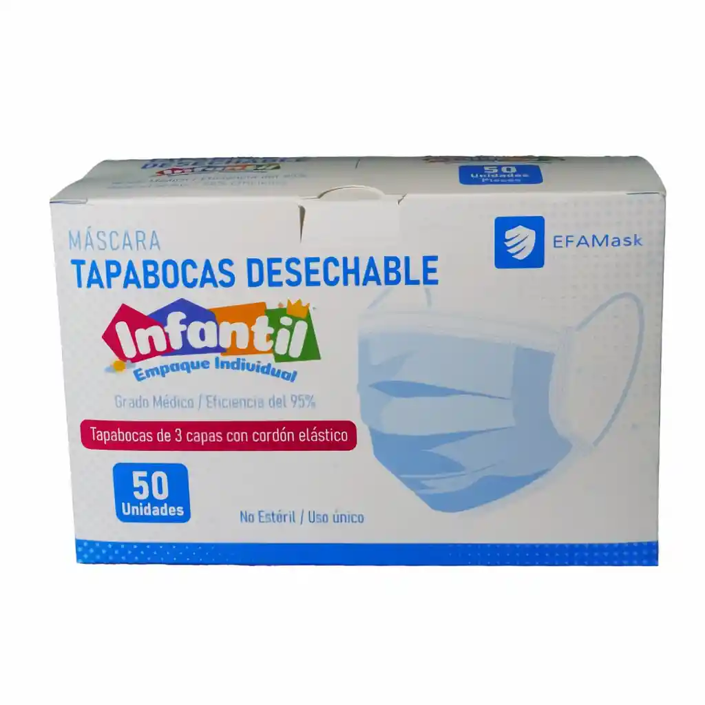 Caja de tapabocas para niños X 50 empaque individual