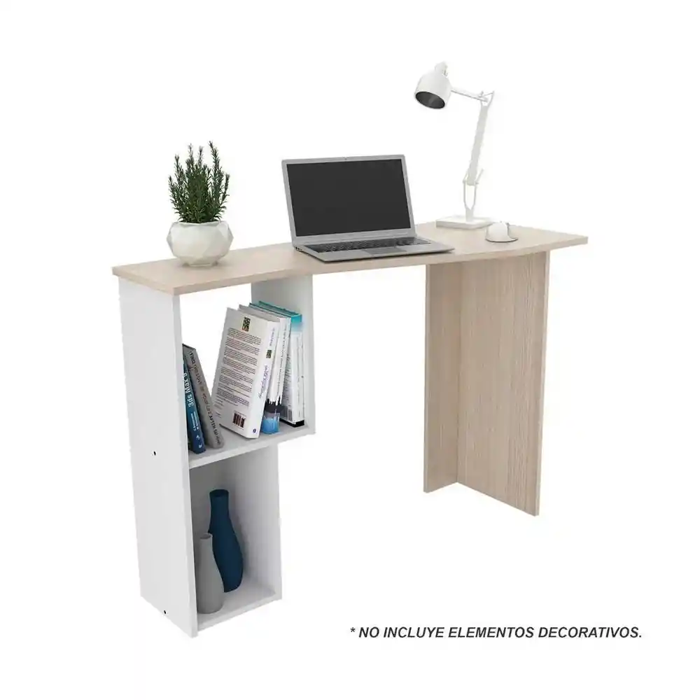 Escritorio Con Compartimientos Arena Blanco Inval 15403