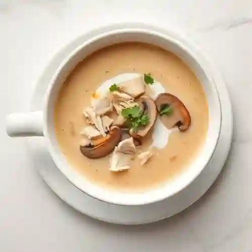 Crema de pollo con champiñones