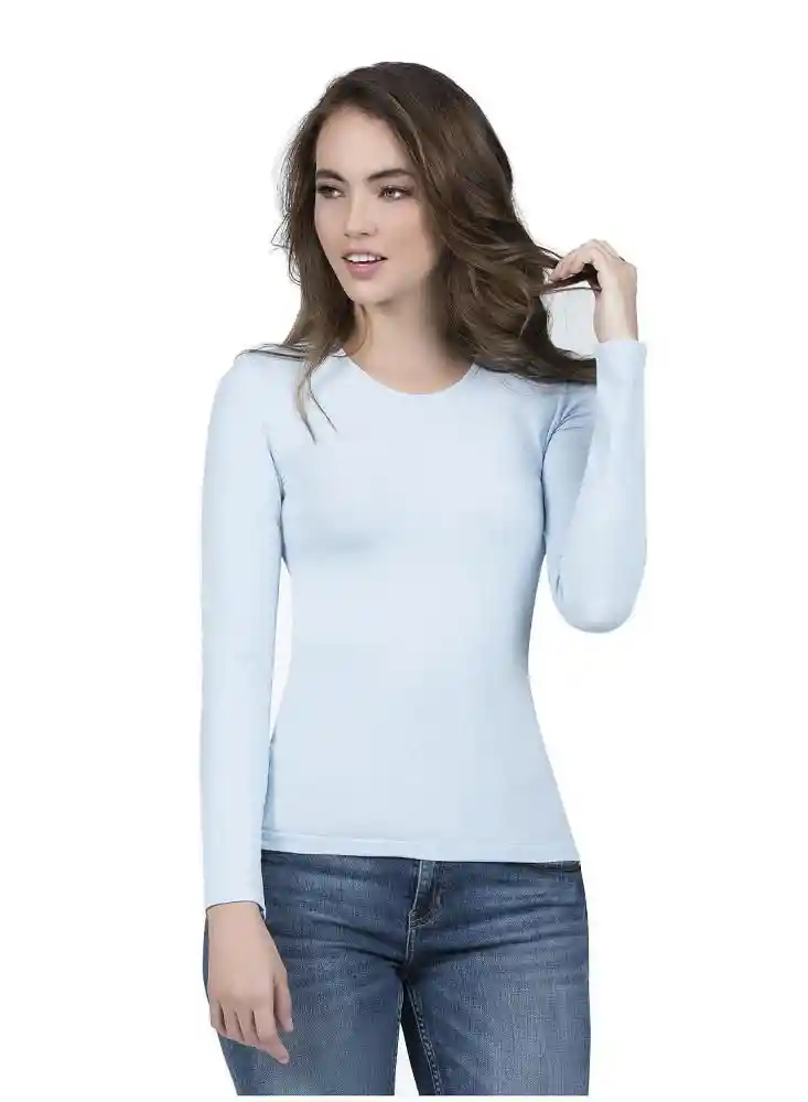 Camiseta Manga Larga Cuello Re S-azulclaro