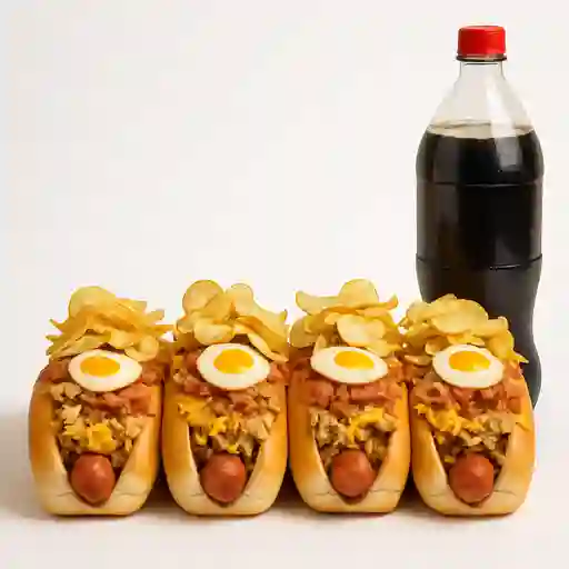 Combo Pa 4 Person Perro Especial + Bebida