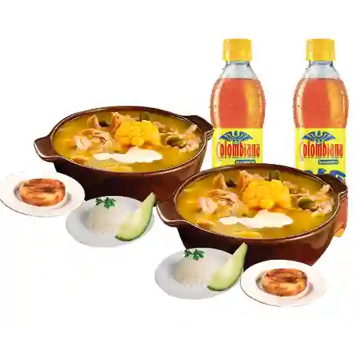Combo Ajiaco Pa 2 + 2 Gaseosas Pet 400ml