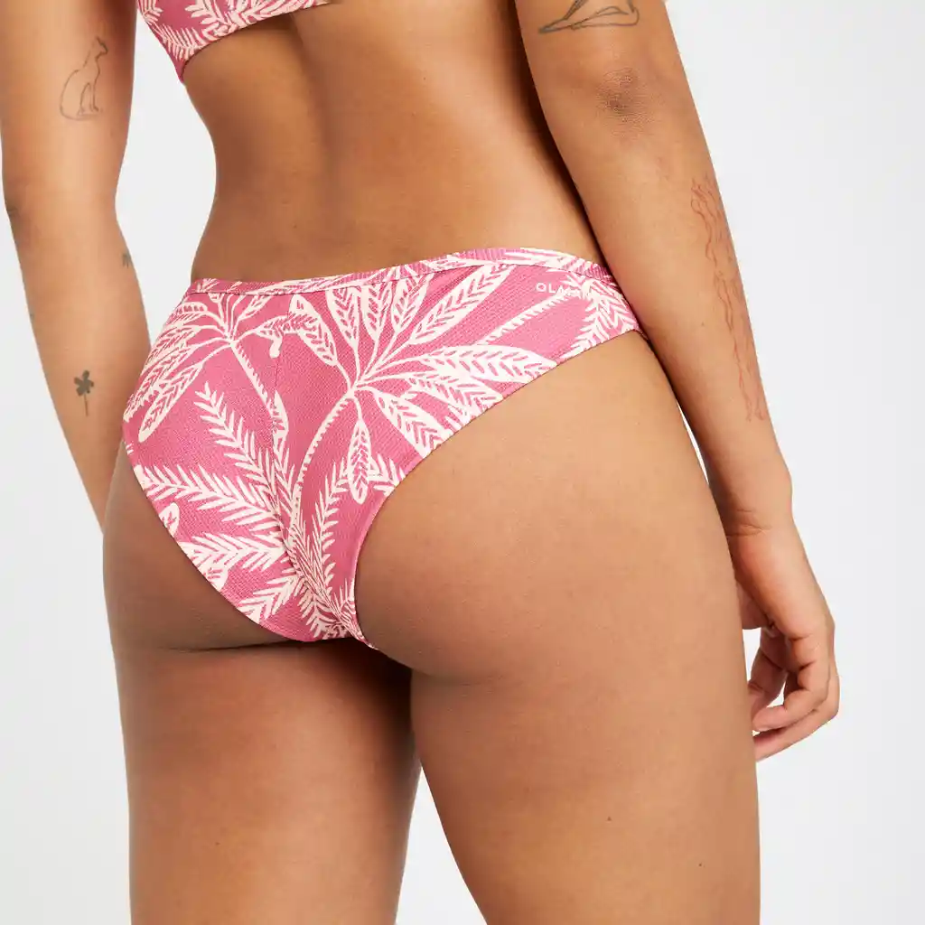 Bikini de Corte Alto de Surf Para Mujer Olaian Rosado Estampado