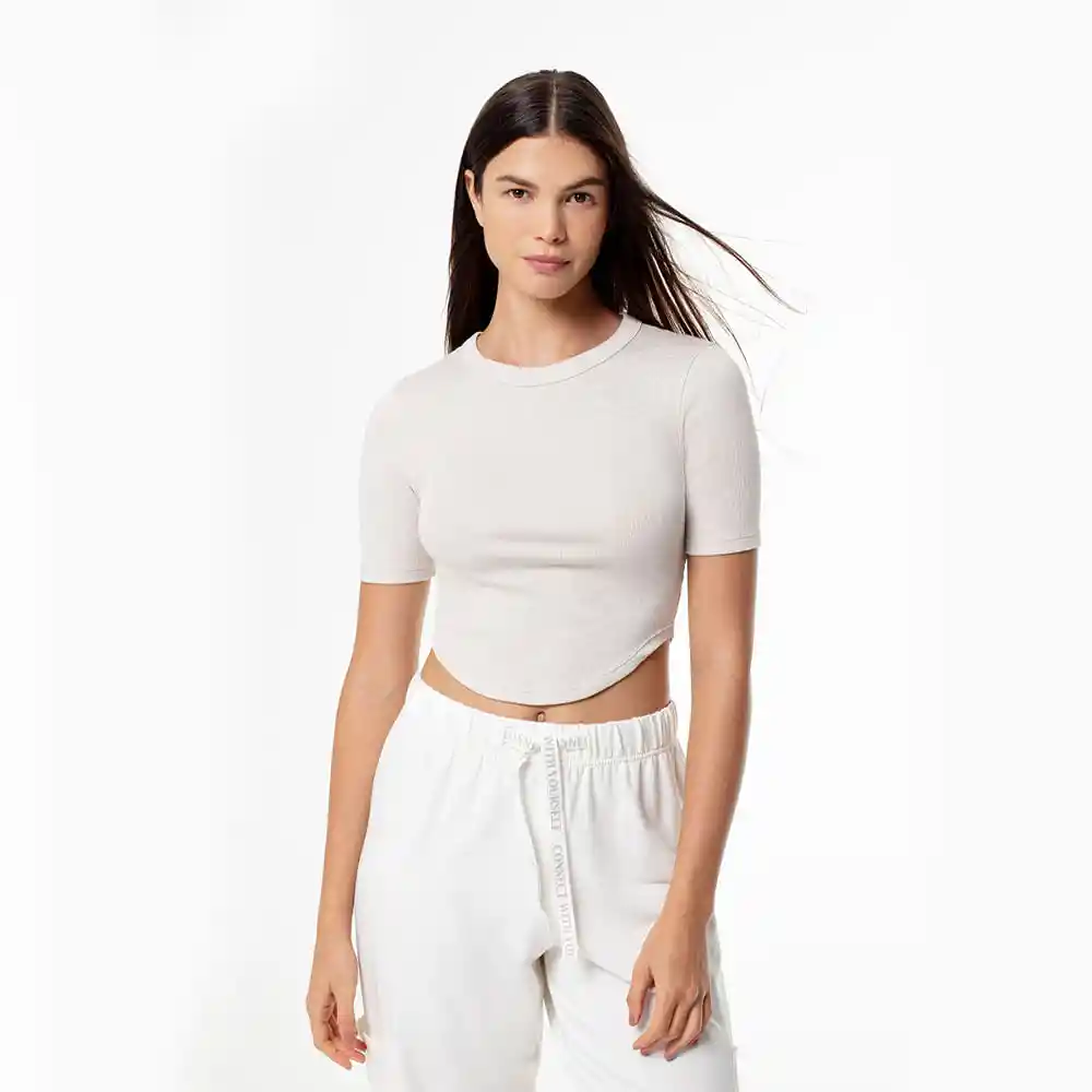 Camiseta Manga Corta en Rib Algodón Femenino Luzi Shirt Gef Talla L