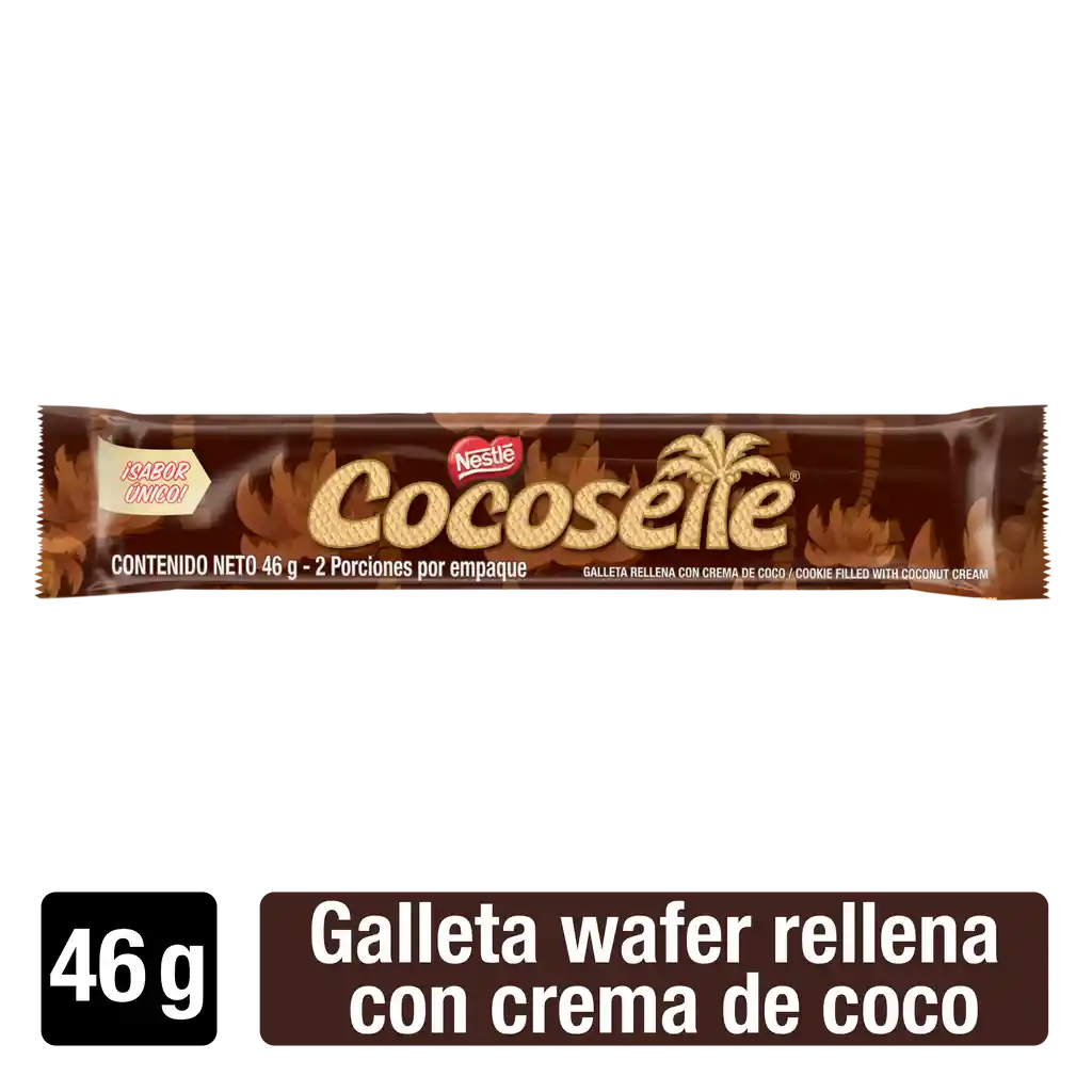 Galletas COCOSETTE Wafer rellenas con crema de coco x 46g