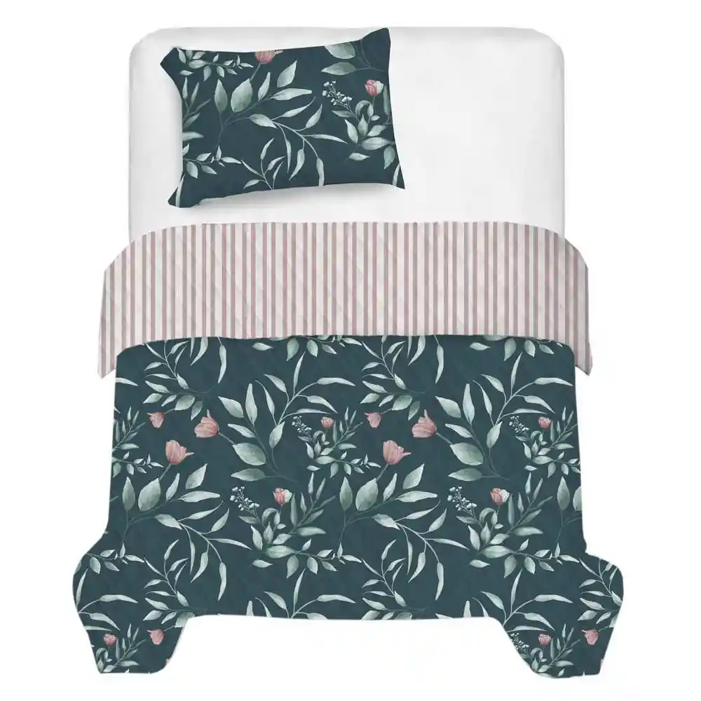 Quilt Doble Faz Finlandek Sencillo (100 X 190 Cm) Poliéster Verde
