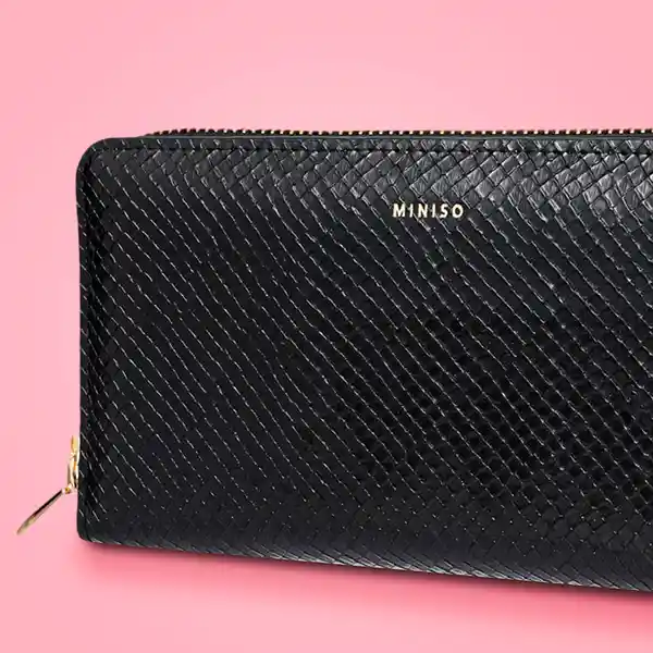 Billetera Para Mujer Elegante Grande Serie Negro Miniso
