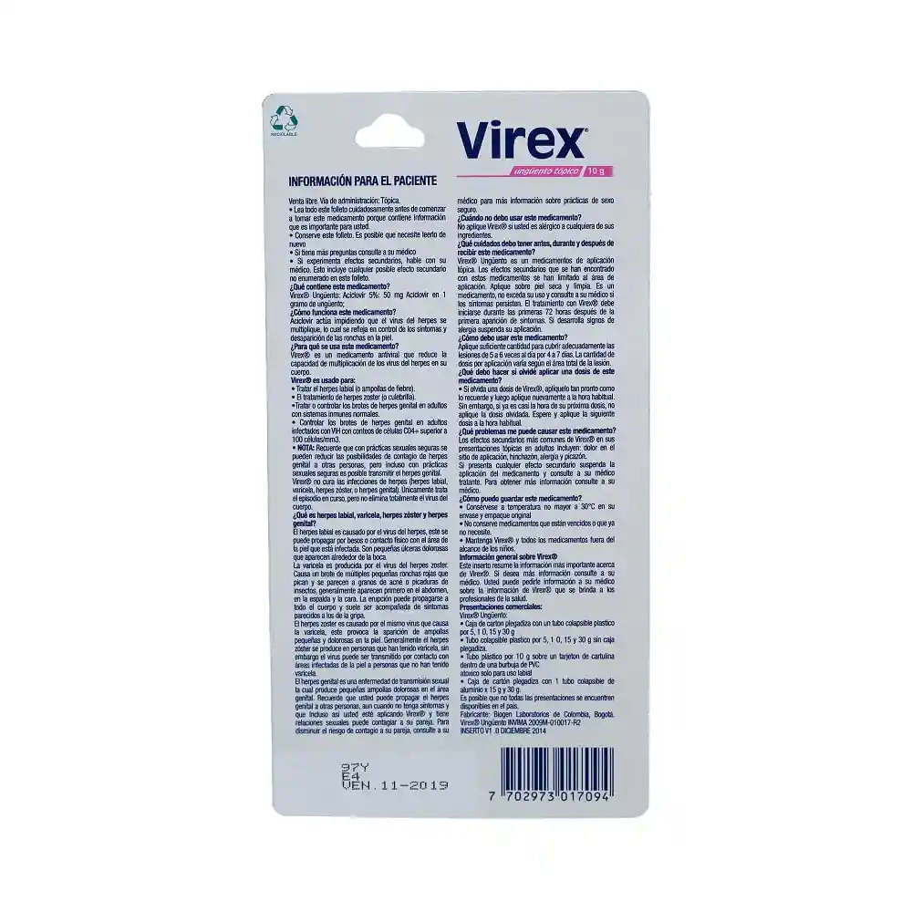 Virex Ungüento Tópico Labial (5 %)