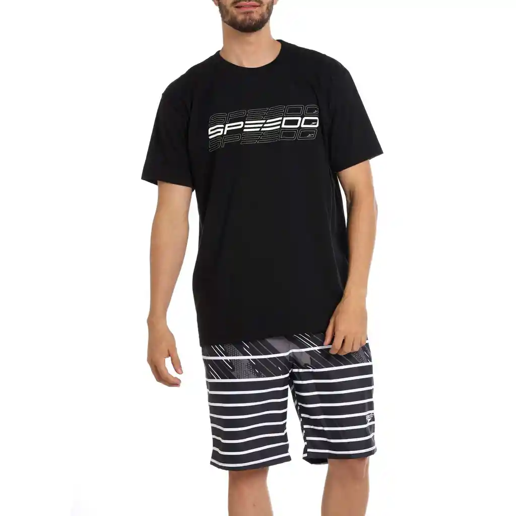 Camiseta Manga Corta Speedo Formula Hombre Negro-xl