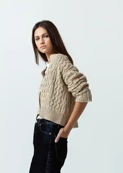 Buzo Tejido Mujer Beige Albarizo Medio Talla S 482G007 Naf Naf