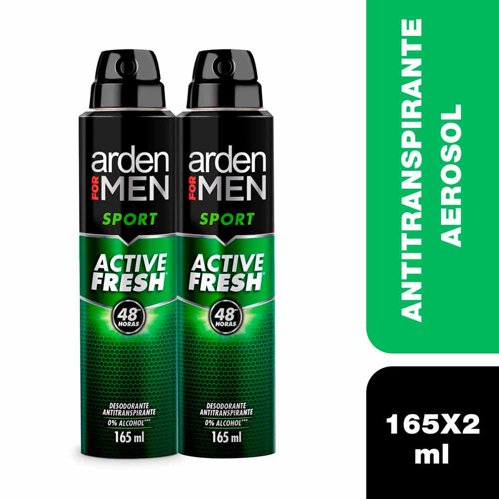 Arden For Men Desodorante Sport Active Fresh en Aerosol 2 x 165 ml