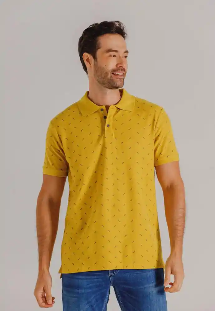 Camiseta Polo Mini Print L-mostaza