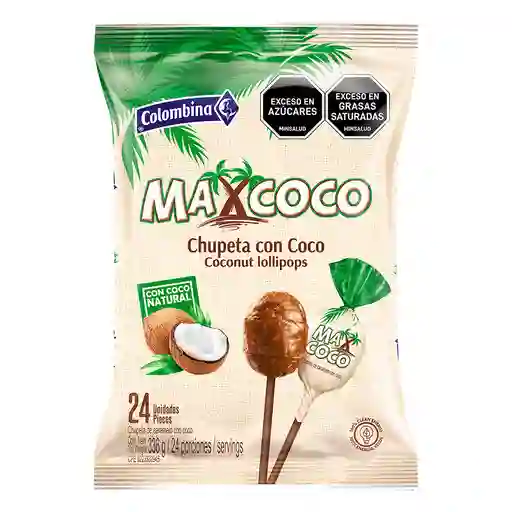 Max Coco Chupeta de Caramelo con Coco Natural