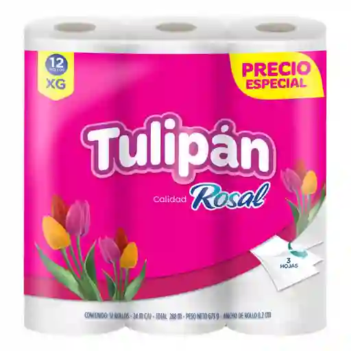 Papel Higiénico Tulipan Triple Hoja X12 Rollos (288 Mts)