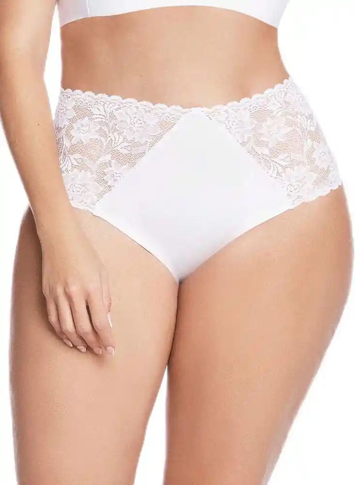 Panty Tiro Alto Encaje en Laterales S-blanco