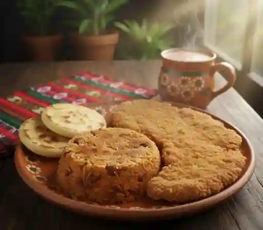 Calentado Frijoles con Chuleta