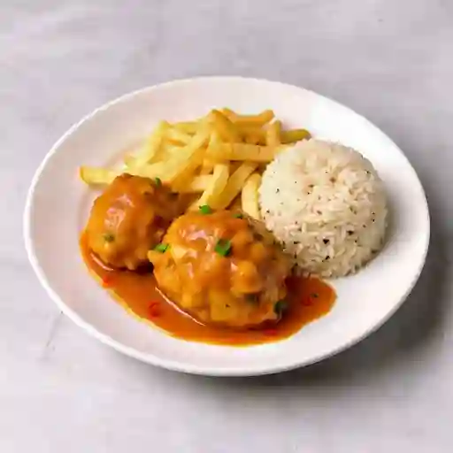 Dúo de agridulce de pollo