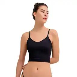Top Soporte Medio Tiras Delgadas Femenino Devi Crop Punto Blanco