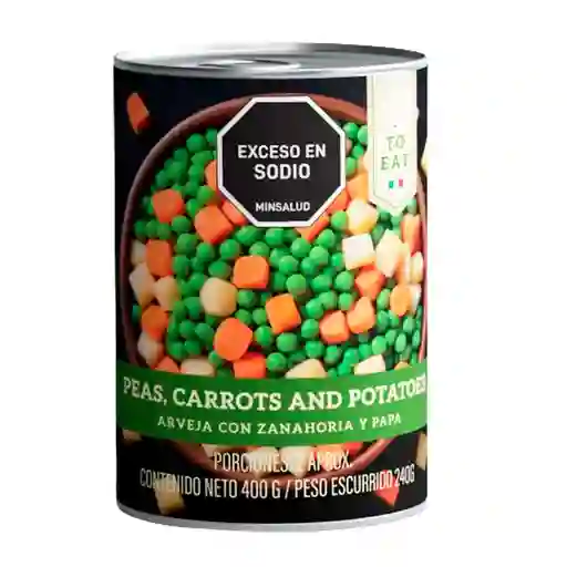 Arveja Zanahoria y Papa To Eat Marca Exclusiva Lata (400 Gr)