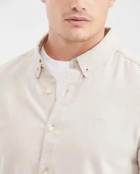 Camisa Twill Down Manga Larga Crudo Beige Claro M Chevignon