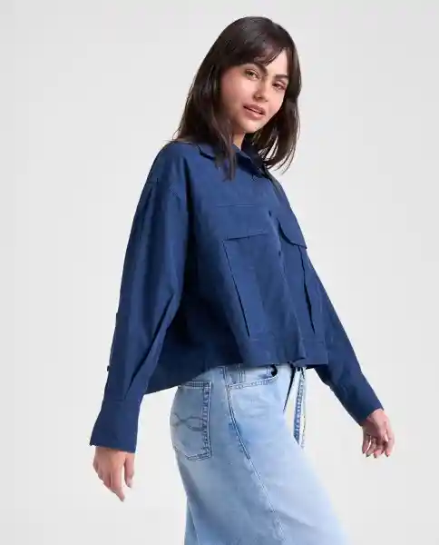 Camisa Mujer Azul Talla M 619G001_AZU194024 Americanino