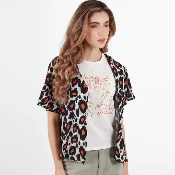 Blusa Cuello V Manga Corta Multicolor Talla S 539852