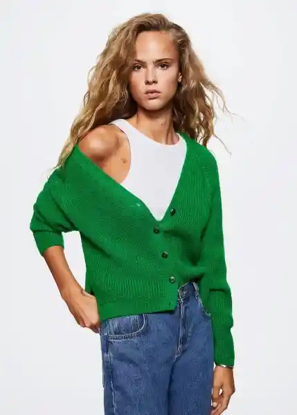 Cardigan Washin Verde Talla 18 Mujer Mango