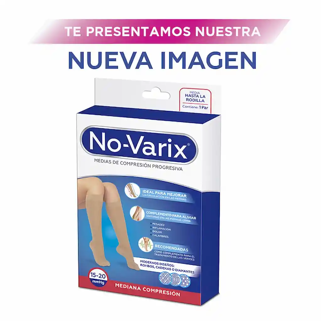 No-Varix Calcetín Colors Diamante Pequeño 15-20 mm/hg Black M