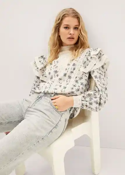 Blusa Overy Crudo Talla L Mujer Mango