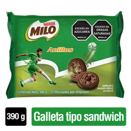 Galletas MILO Anillos rellenas con crema 12 Unds x 390g