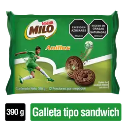 Galletas MILO Anillos rellenas con crema 12 Unds x 390g