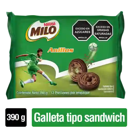 Galletas MILO Anillos rellenas con crema 12 Unds x 390g