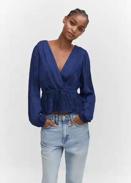 Blusa Nantes Azul Noche Talla M Mujer Mango