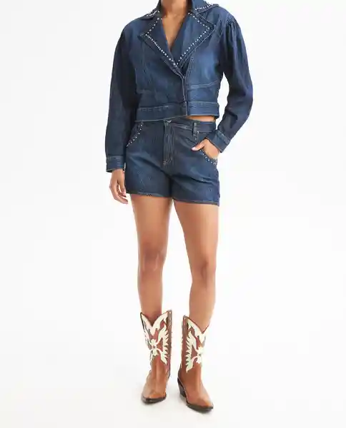 Short Oscuro Con Brillo Azul Clásico Oscuro Talla 10 Chevignon