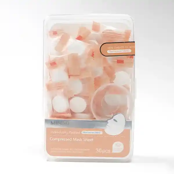Miniso Set De Mascarilla Tazon + Pastillas Comprimidas 30 Pzs Rosa/Azul