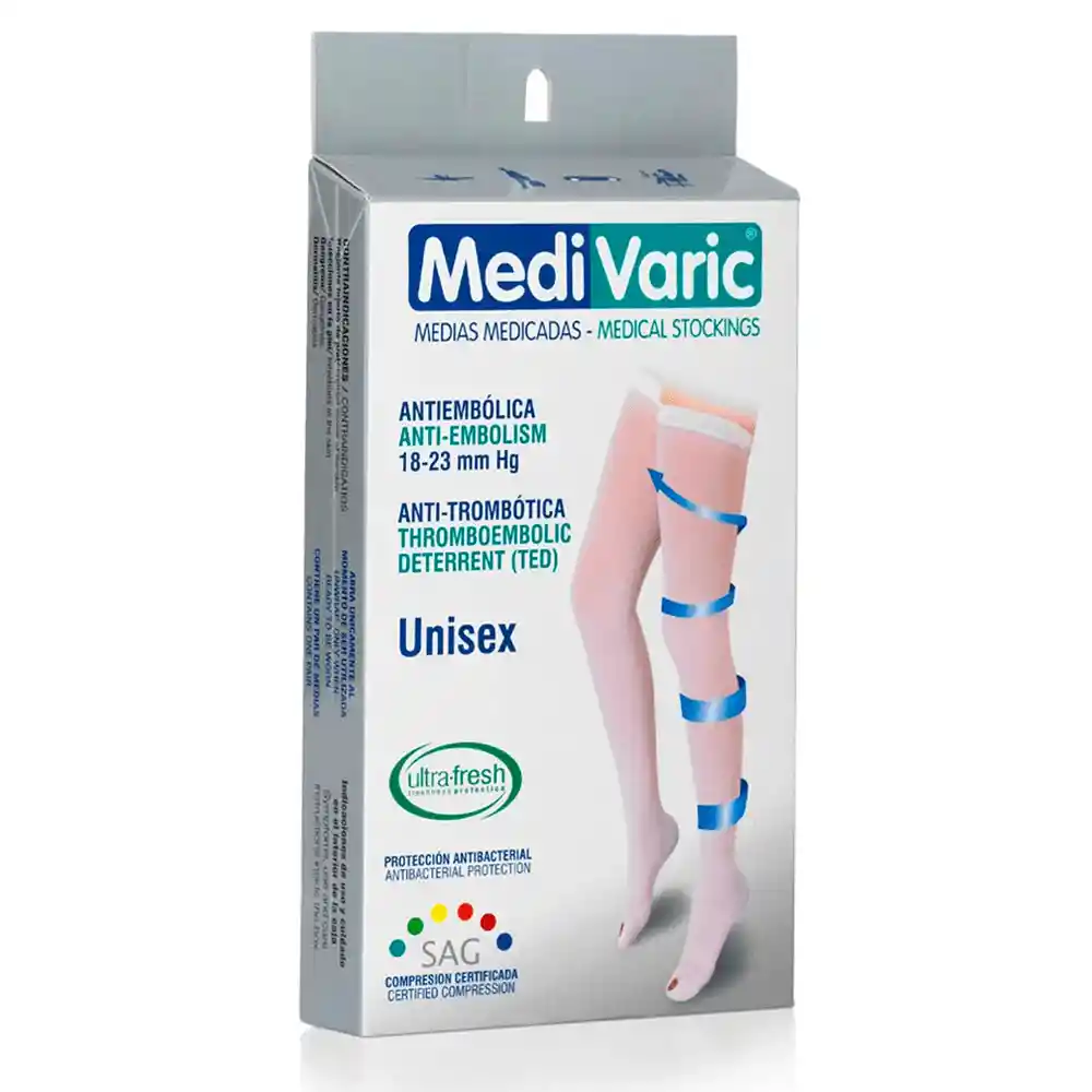 Medivaric Medias Antiembólicas Blancas Talla L Unisex