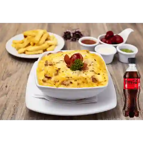 Espaguetis Carbonara Gratinados +CocaCola S/az 400ml