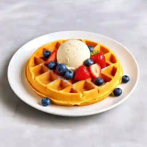 Waffle, Helado Y Fruta