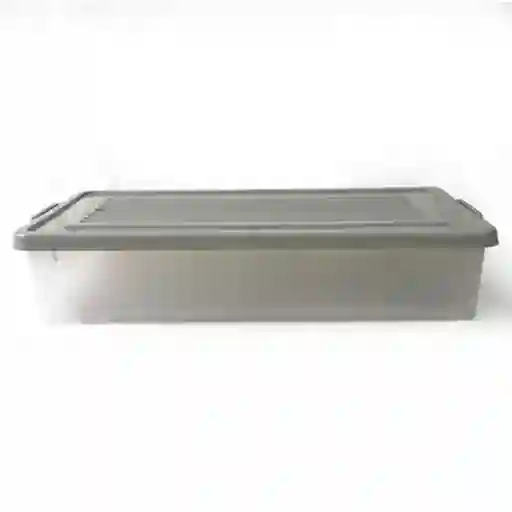 Cotidiana Caja Plástico Cama Transparente Color Gris 34 L