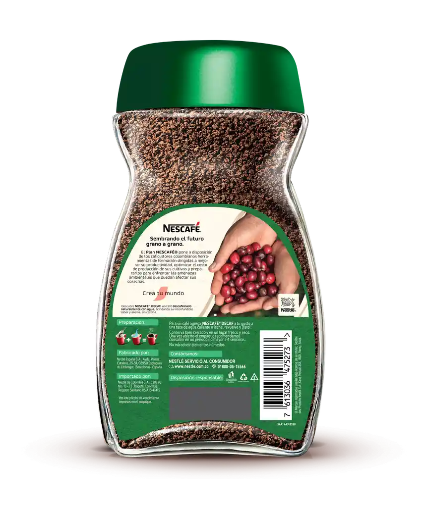 Café descafeinado NESCAFÉ DECAF instantáneo x 100g