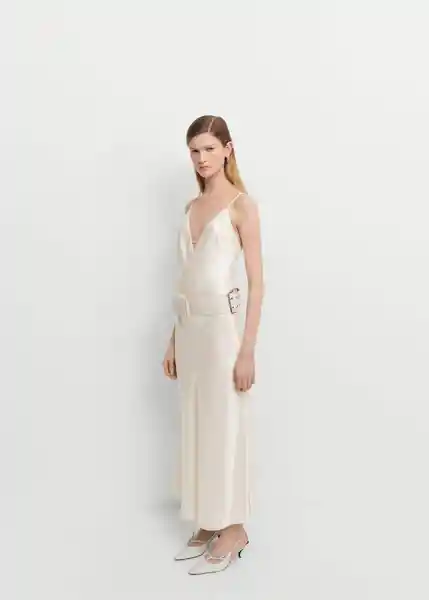 Vestido Kyoto Offwhite Talla L Mujer Mango