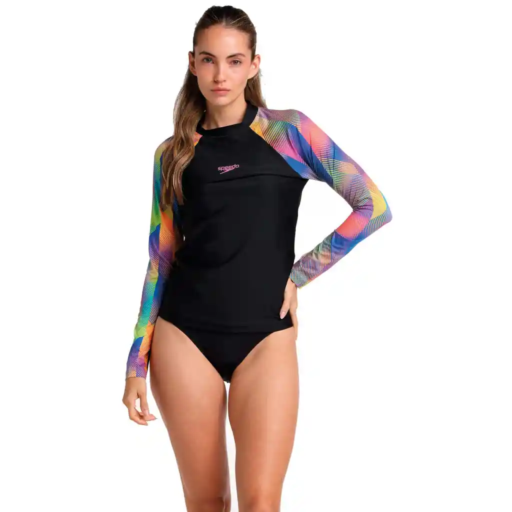 Camiseta Manga Larga Sunshine Angular Fade Mujer Negro-xxl