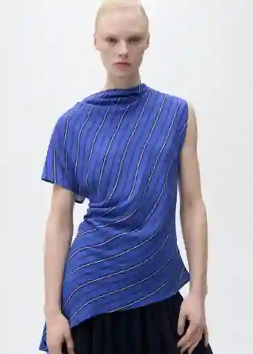 Blusa Calandre Azul Talla S Mujer Mango