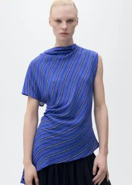 Blusa Calandre Azul Talla S Mujer Mango