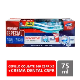 Colgate Sensitive Crema Dental + 2 Cepillos Dentales