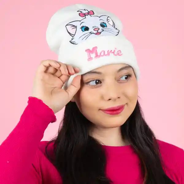 Gorro Tejido Disney Cat Colección Marie Blanco Miniso