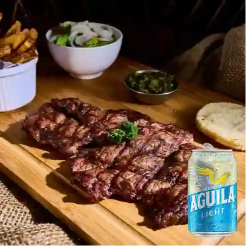 Combo Solomo de Res + Cerveza Aguila Light Lta 330ml