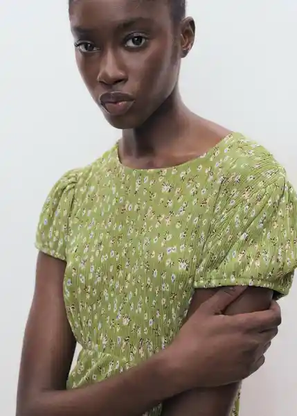 Vestido Pomelo Verde Talla L Mujer Mango