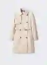 Gabardina Trench Polanapu Crudo Talla XS Mujer Mango